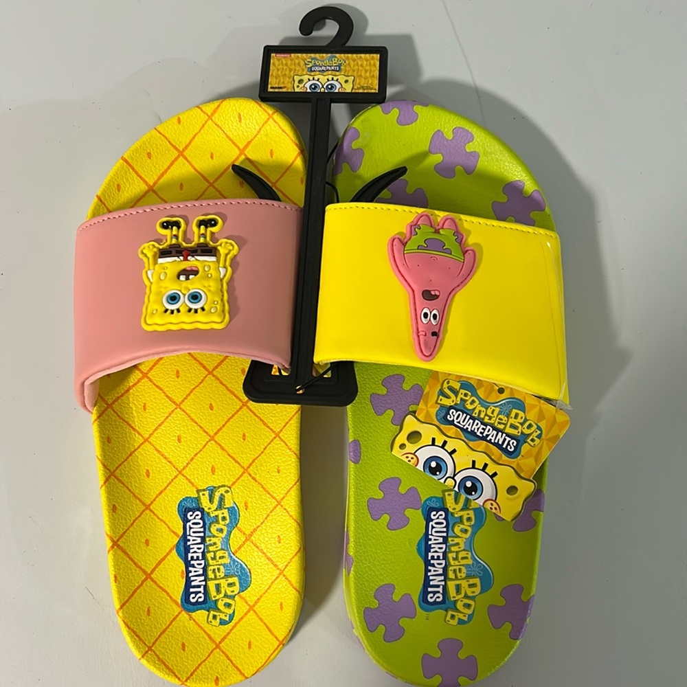 Men’ Sponge Bob Square Pants Slides Size 7